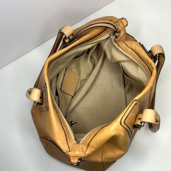 Vintage Coach Hamilton Tan Leather Shoulder Bag Purse Large Womens Designer - Picture 10 of 13